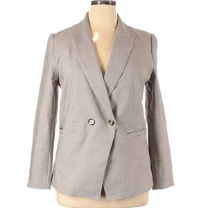 Rachel Zoe XL New Blazer Double Breast 2 Button Suit Jacket Mini Check Plaid Tan